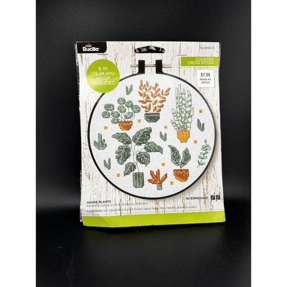Bucilla Counted Cross Stitch House Plants 6 in X 6” NEW With Hoop Intermediate - Picture 2 of 3